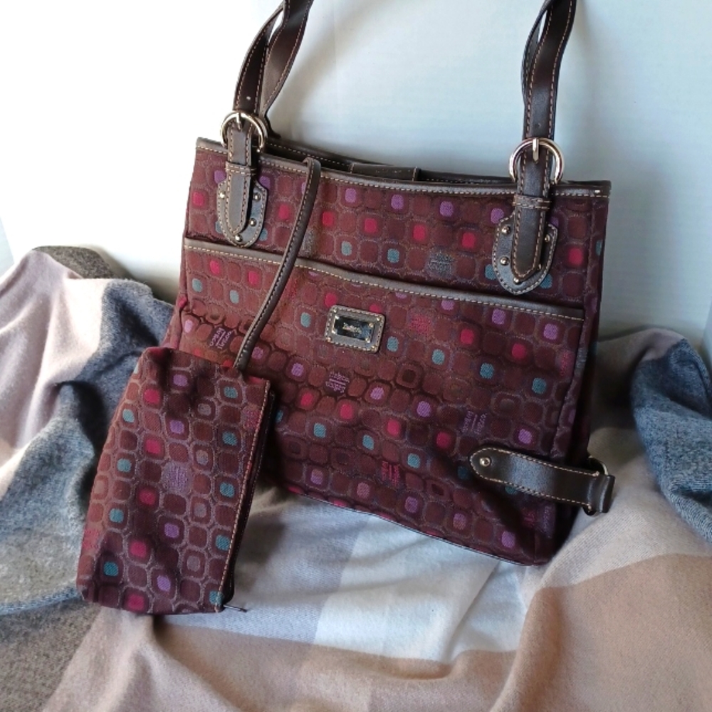 Liz& Co luggage Brown w/ Multi Colors Handbag